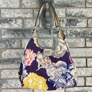 Coach Madison Maggie Navy Floral Tote Handbag M1220-23351 EUC